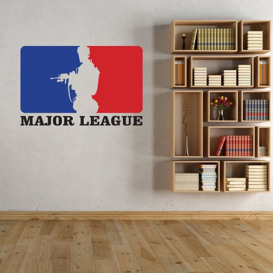 Printed die-cut decal: blue/red logo with 'Major League' text