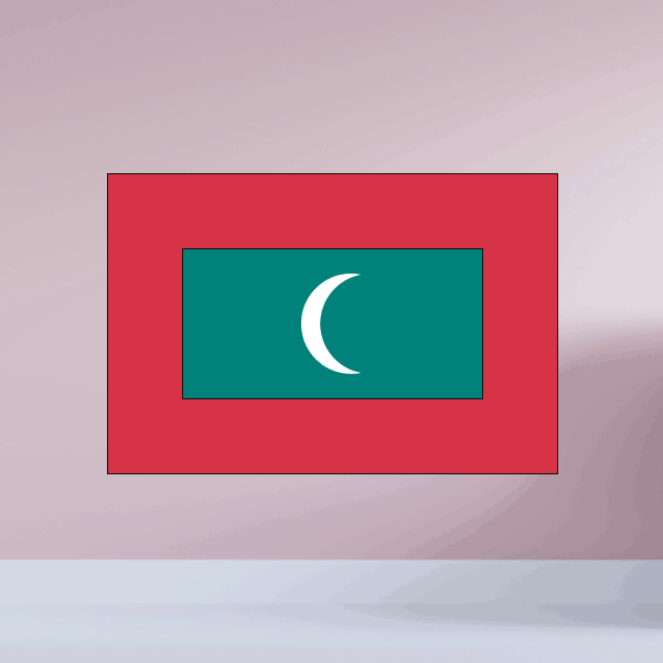Maldives flag sticker with red border, teal center, white crescent