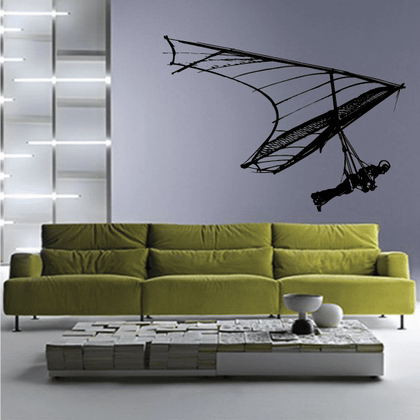 Male hang glider decal, black line-art silhouette with seated pilot