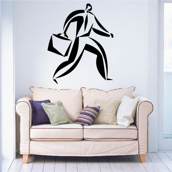 Black wall decal silhouette of a business man holding a briefcase