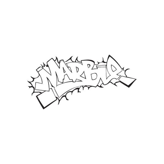 Graffiti wall decal in black with jagged marble-style lettering