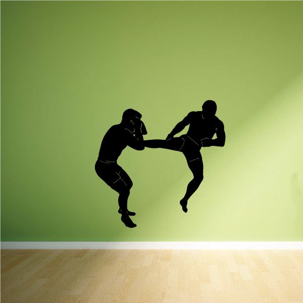 Karate wall decal vinyl of two silhouetted martial artists in fighting poses