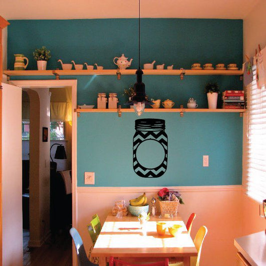Mason jar circle with chevron wall decal