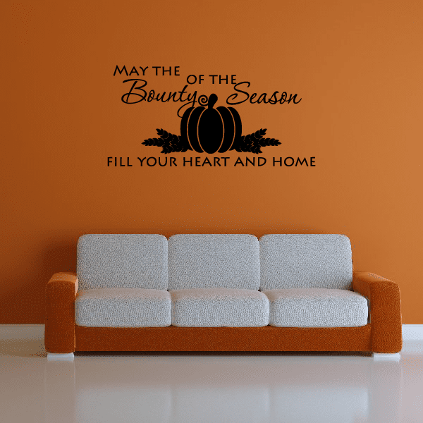 Thanksgiving wall decal with pumpkin graphic and message: “May the Bounty of the Season”