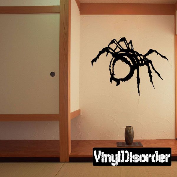 Menacing spider vinyl decal, black cartoon spider