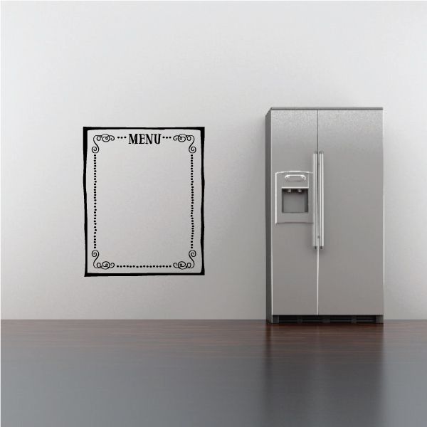 Menu wall decal with ornate border and “MENU” text in the center