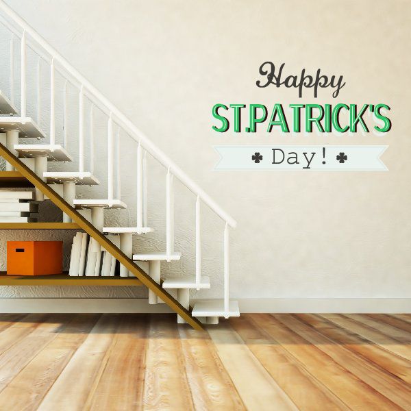 St. Patrick's Day banner decal: 'Happy' with green 'ST. PATRICK'S DAY' lettering