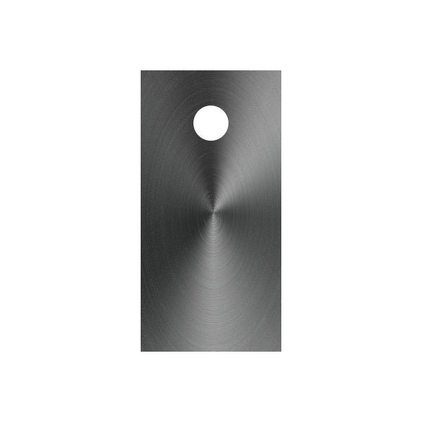 Weathered metal look cornhole board decal with cut-out