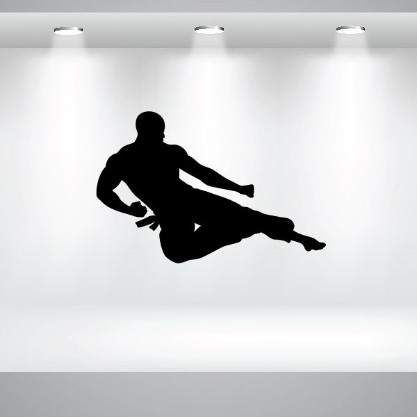 Mid Air Karate Kick decal featuring a black silhouette of a person in mid-air kick