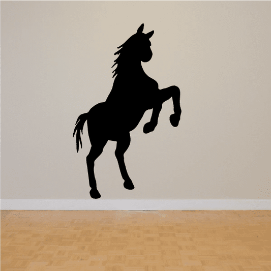 Horse silhouette wall decal of a standing dark horse in profile