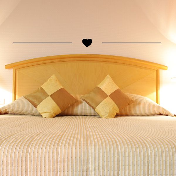 Minimal black heart wall decal with long accent border lines