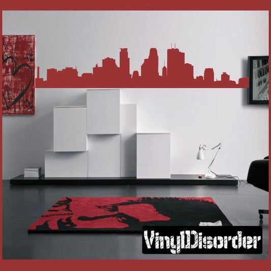 Minneapolis skyline wall decal with red city silhouette