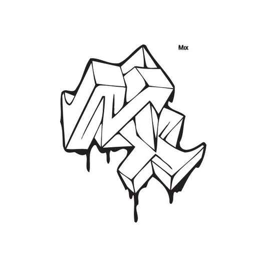 Graffiti decal with white panels, black outlines, and the word Mix