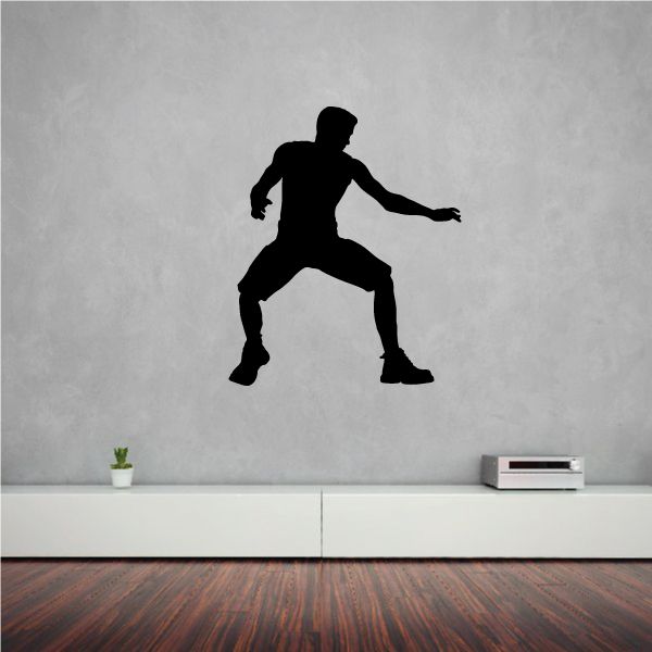 Black MMA fighter silhouette vinyl wall decal