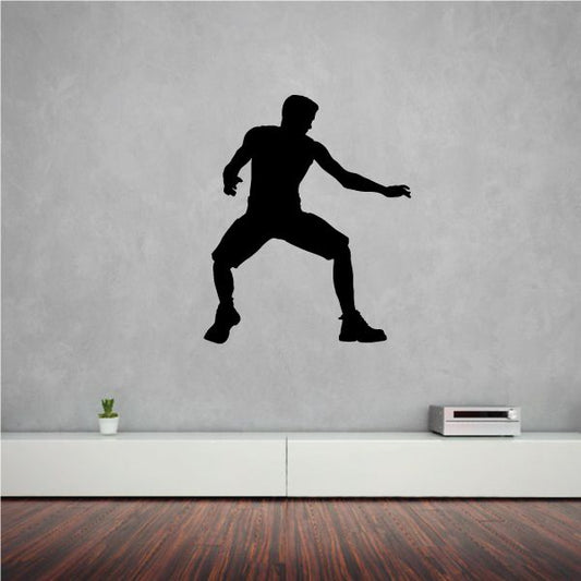 Black MMA fighter silhouette vinyl wall decal