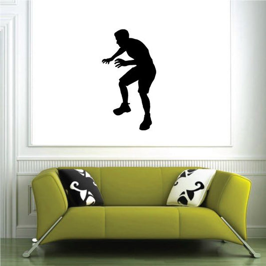 MMA fighter wall decal, black vinyl silhouette in kicking stance