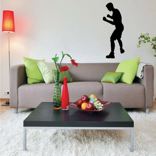 MMA wall decal of black MMA fighter silhouette standing in fighting pose