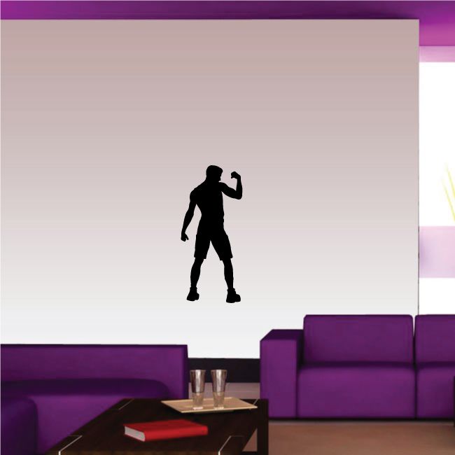 MMA wall decal vinyl: black standing fighter silhouette