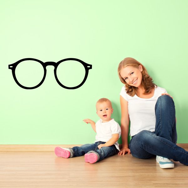 Black glasses outline decal with rounded frames