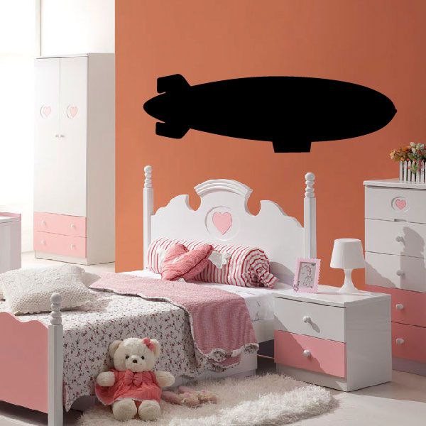 Black blimp wall decal silhouette