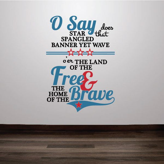 Patriotic star-spangled banner decal with stars and Free & Brave text