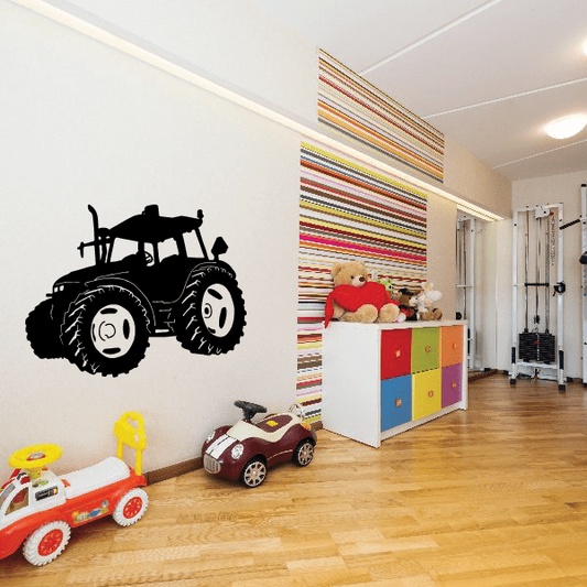 Tractor wall decal, black tractor silhouette.