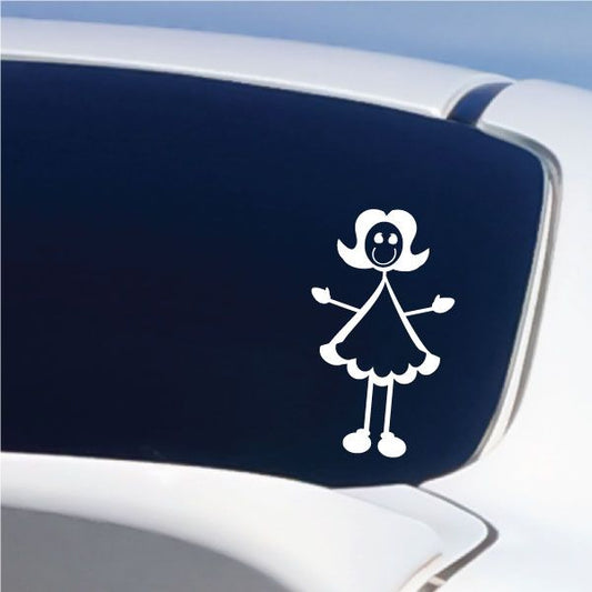 Fancy dress mom decal sticker, white girl figure in dress with arms out
