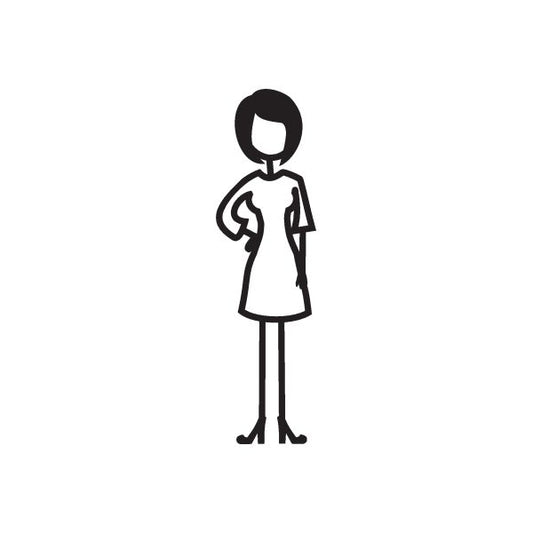 Mom silhouette wall decal with right arm on hip, black line art