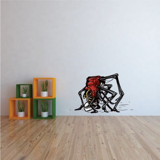 Basketball monster wall decal vinyl sticker with red face and tangled sneakers