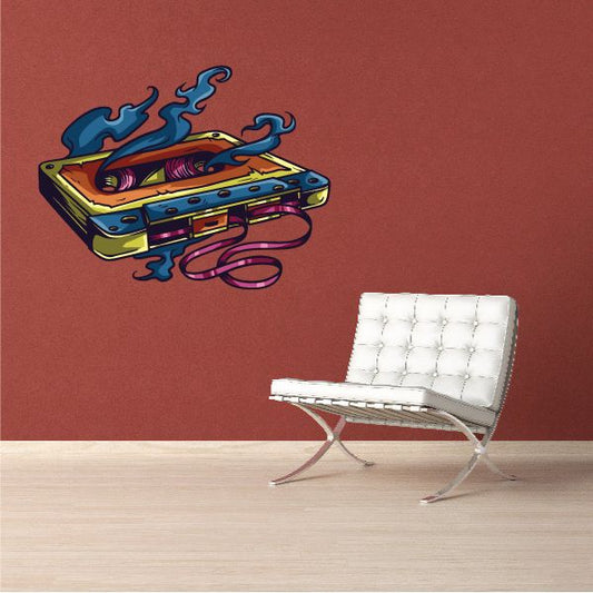 Colorful monster cassette printed die-cut decal