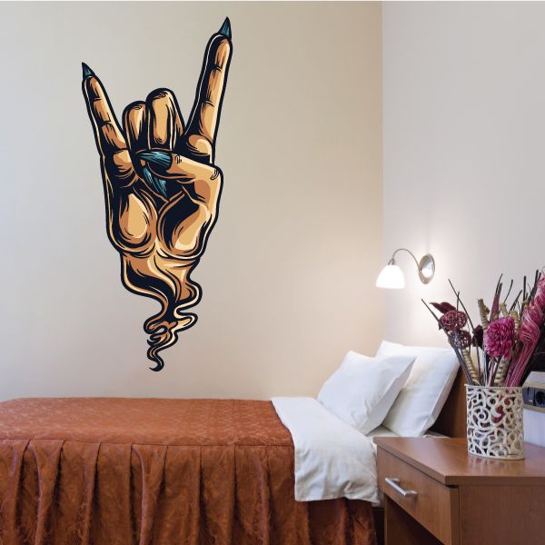 Image of Monster Rock On Hand Gesture Wall Decal - Vinyl Car Sticker - Uscolor003