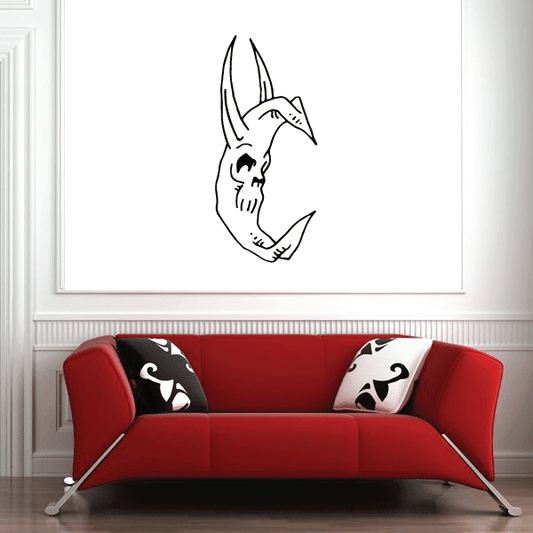 Moon skeleton decal with black outlined skeleton moon face design