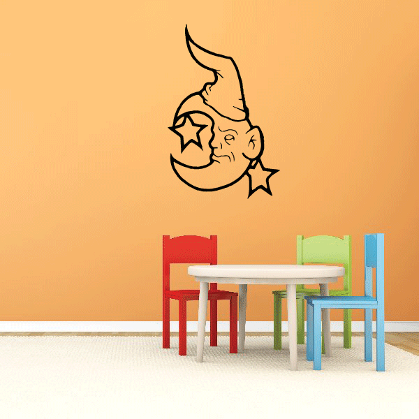 Image of Moon with Hat Decal