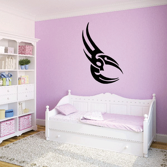 Tribal winged moon wall decal in black