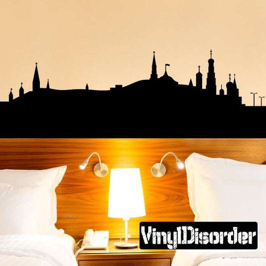 Black Moscow skyline wall decal silhouette with domes and spires
