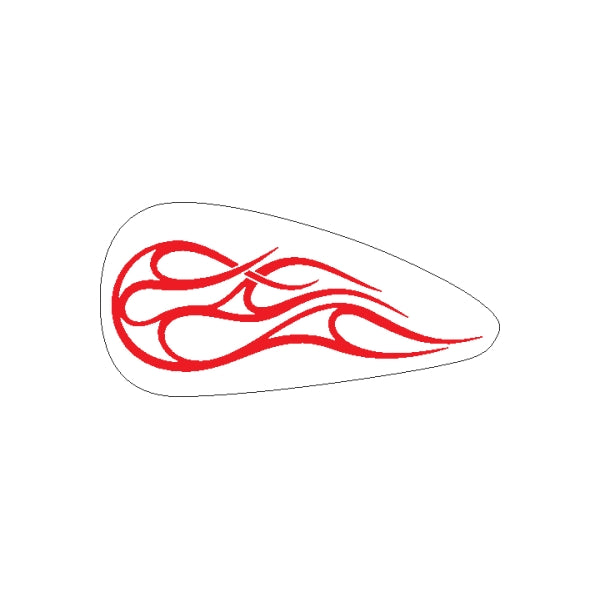 Adhesive flame-shaped sticker in red and white for motorcycle decoration