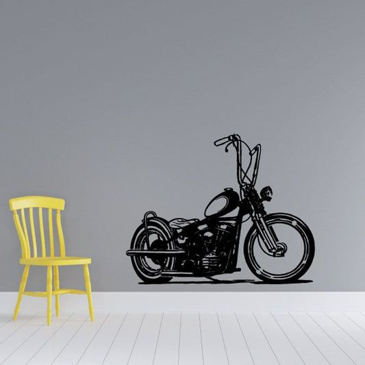 Black motorcycle wall vinyl decal silhouette