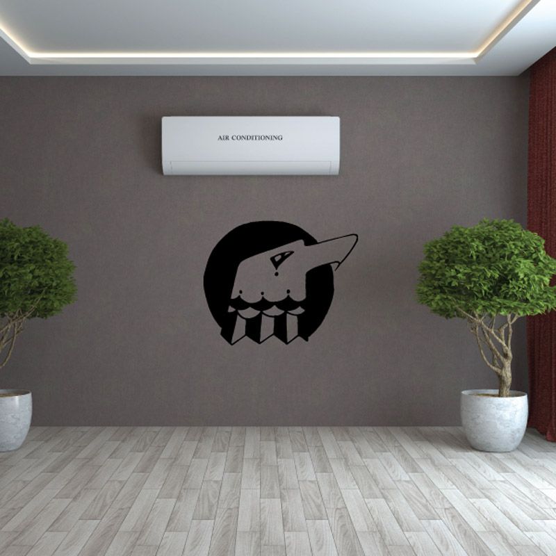 Black eagle head and circle wall decal