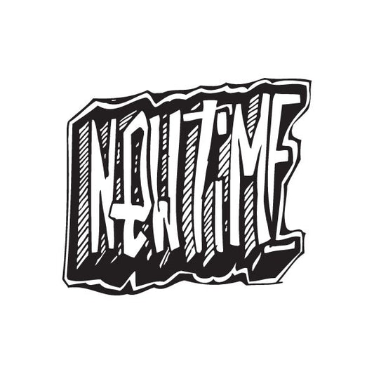 Newtime graffiti decal with bold black striped lettering