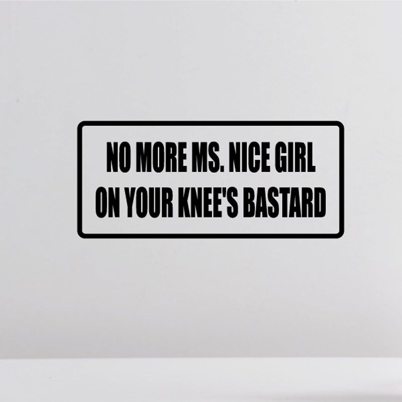 Vinyl decal with black border and bold slogan text on a white rectangle.