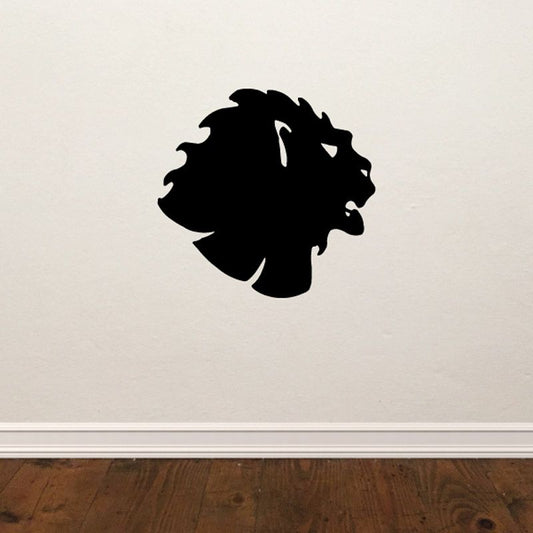 Noble lion head decal, black profile silhouette on a light surface