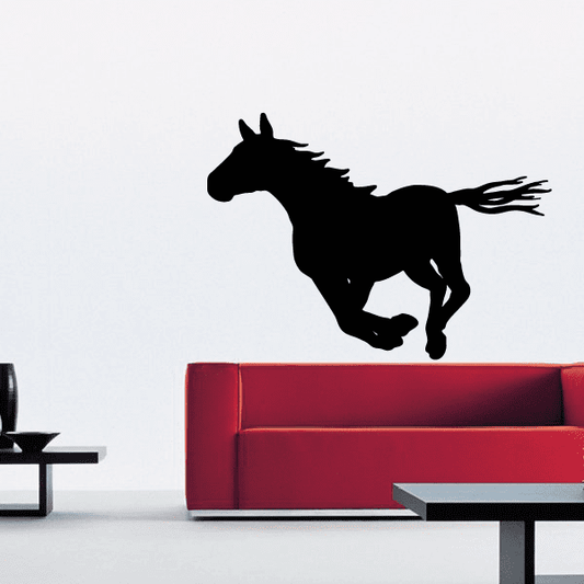 Black running pony silhouette decal