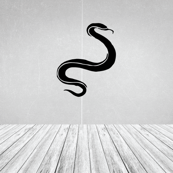 Black snake decal with curled watch-like shape