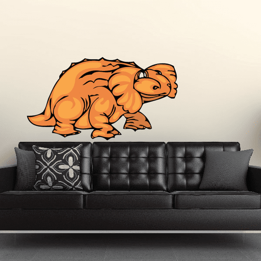 Orange cartoon nodosaurus wall sticker with small head and thick tail