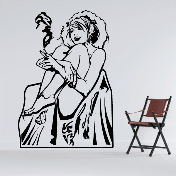 Image of Nude Woman Smoking Decal