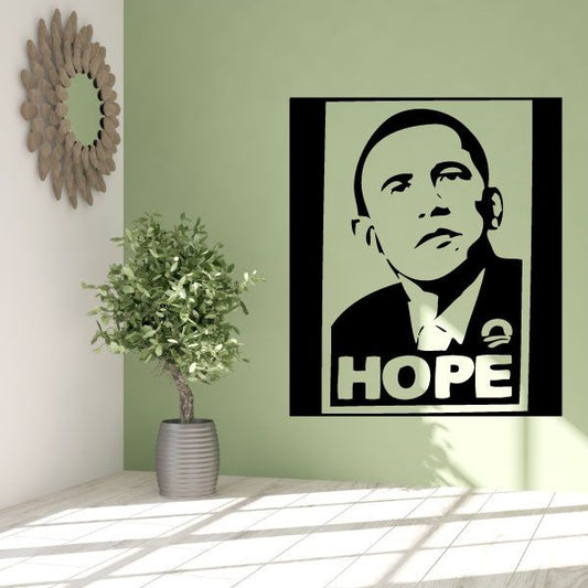 Square Hope decal with black-and-white portrait and 'HOPE' lettering