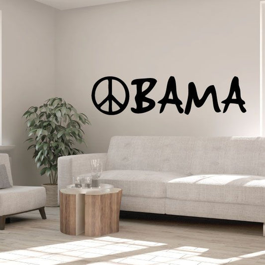 Peace sign and OBAMA wall decal, black