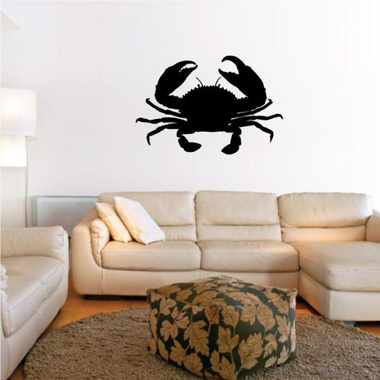 Ocean crab wall decal, black crab silhouette with raised claws