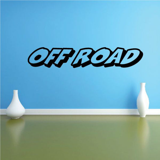 Off Road text decal with bold black outlined lettering