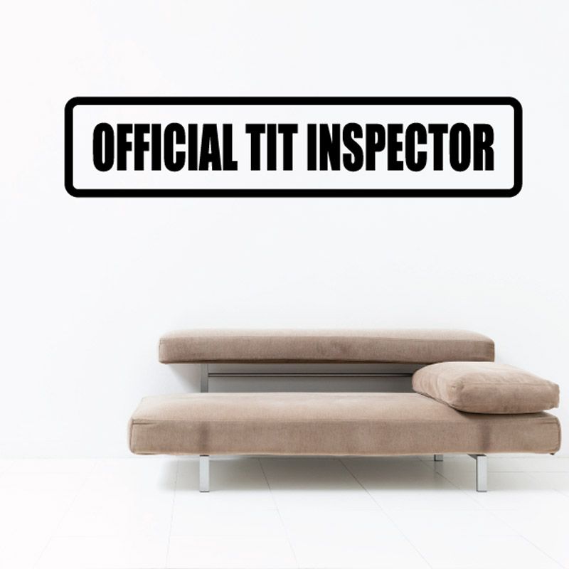 Official Tit Inspector decal with black border and bold uppercase text